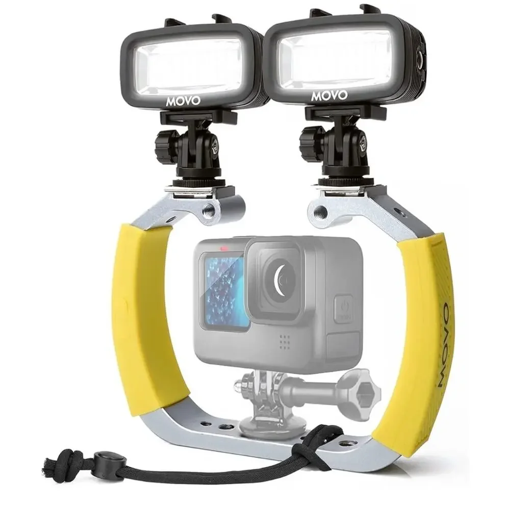 Movo XL Underwater Scuba Diving Rig Bundle w/ 2 Waterproof LED Lights for GoPro